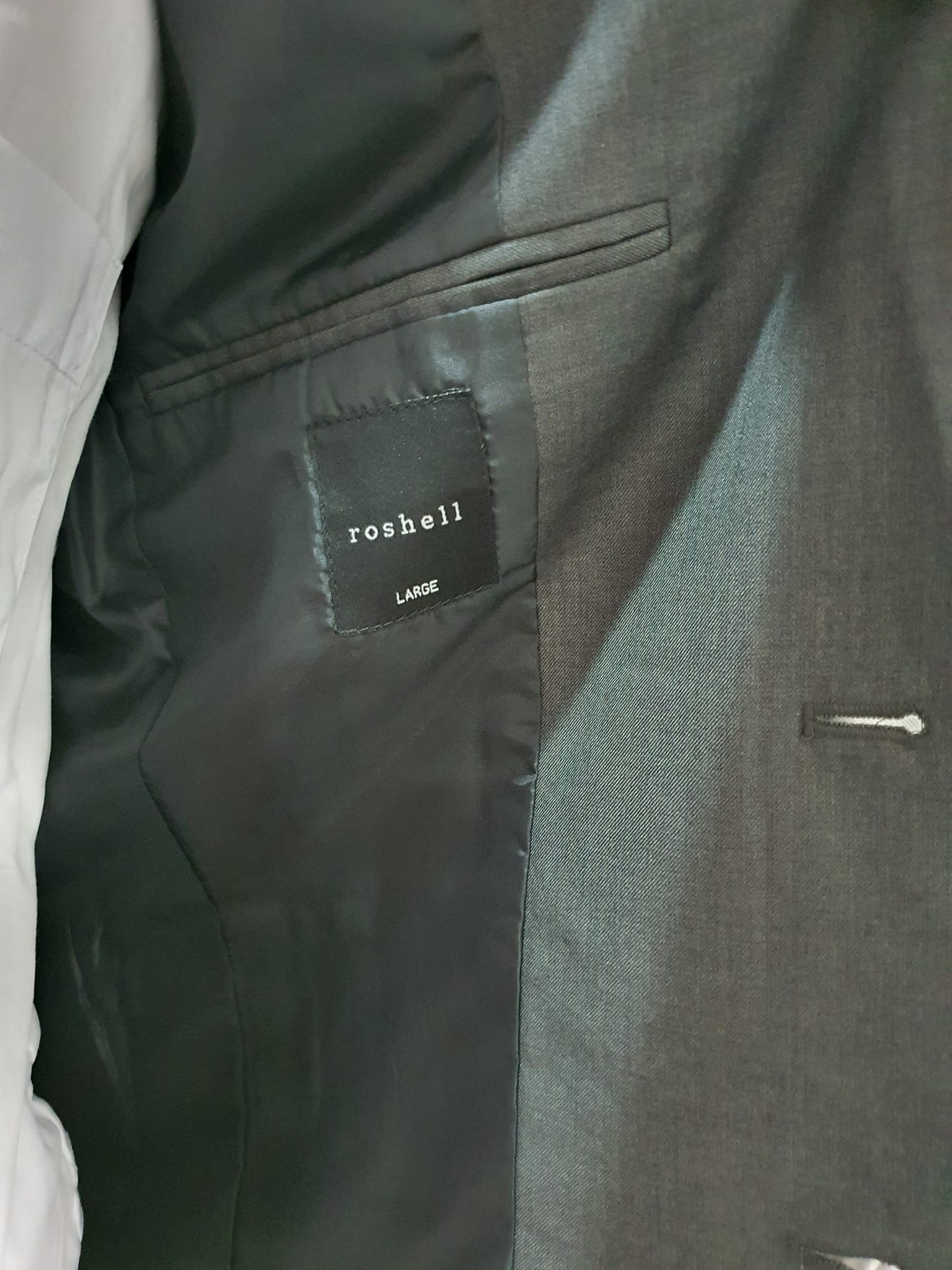 Suit0013 เสื้อสูท นำเข้า มือสอง สีเทาเข้ม Reshell อก 36 นิ้ว