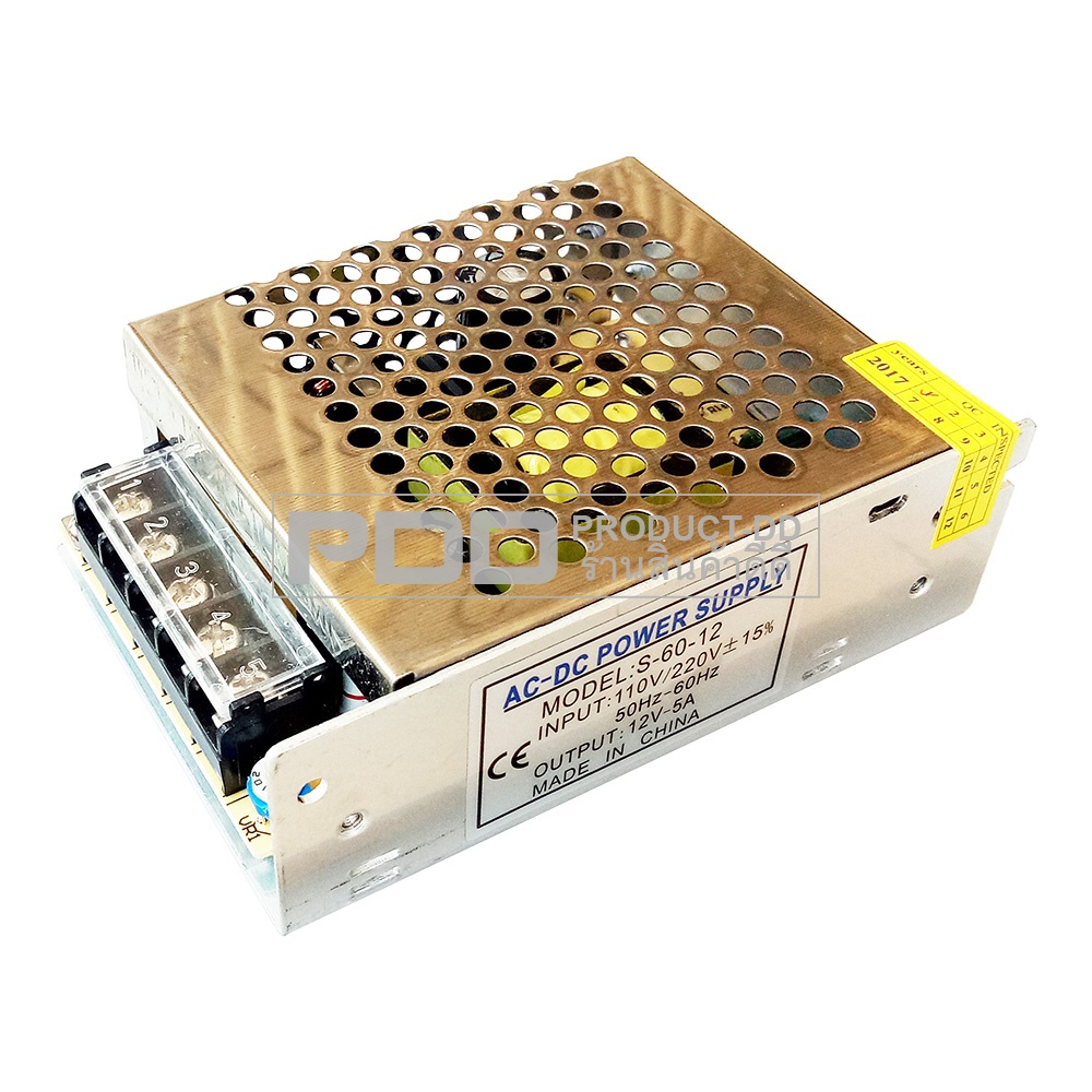 หม้อแปลงสวิตชิ่ง DC 12V 5A 60W Switching Power Supply แปลงไฟ AC เป็น DC 12V 5A 60W