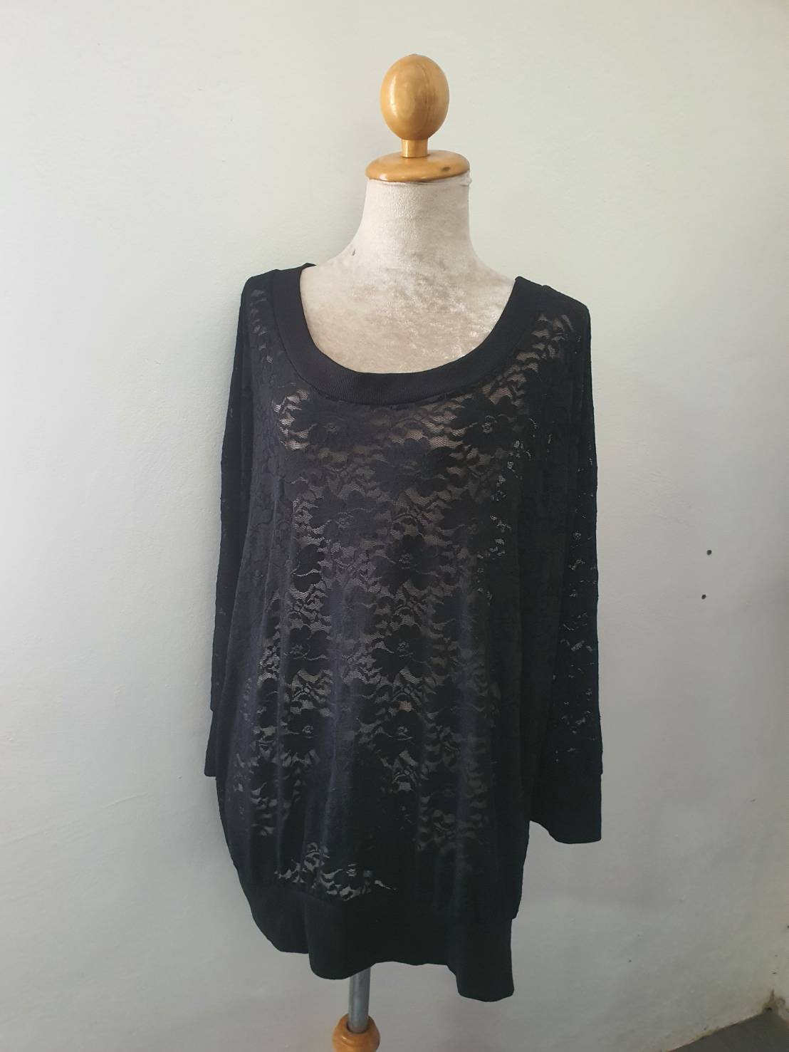 FF06156 เสื้อลูกไม้ สีดำ มือสอง แบรนด์ อก 55-60 นิ้ว