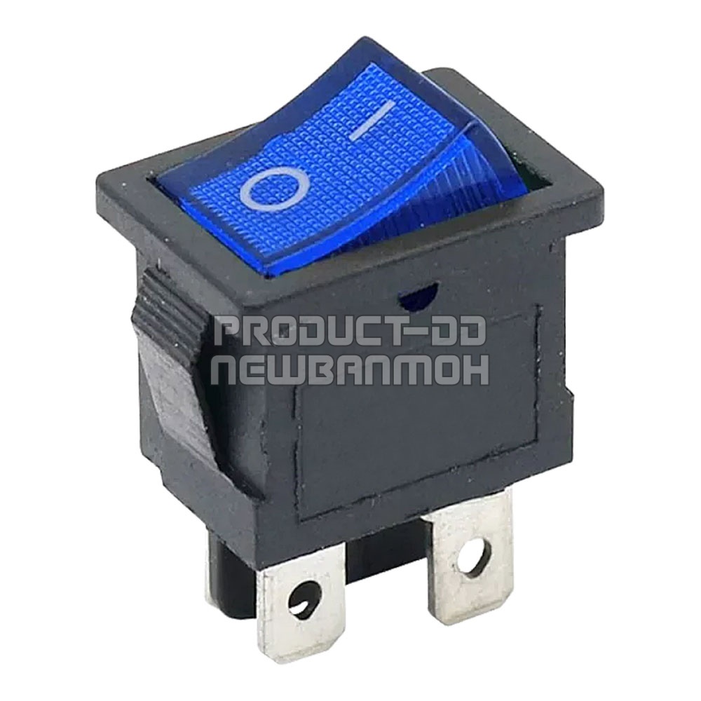 KCD1 สวิตช์กระดก ON-OFF (I-O) 4 ขา สีน้ำเงินมีไฟ 6A 250V AC