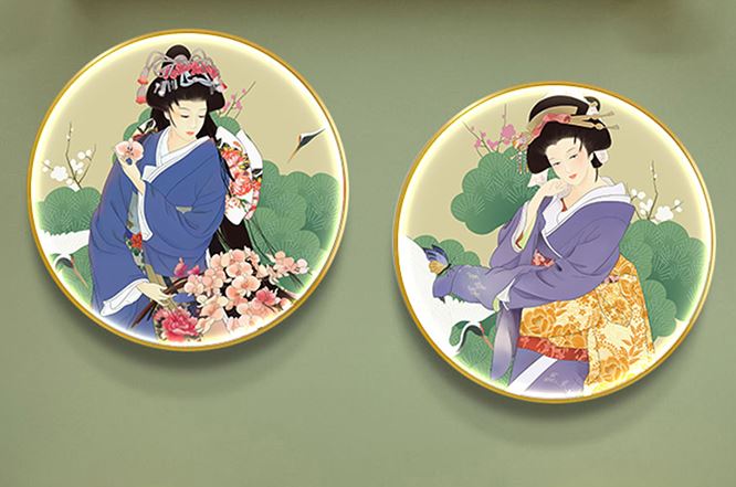 ภาพวาดรูปชุดกิโมโนญี่ปุ่น สำหรับตกแต่งผนังพร้อมหลอดไฟ LED 日本の装飾画 led Decorative Painting Kimono with LED Light สำหรับตกแต่งห้องเรียน ห้องสมุด ร้านอาหารต่างๆ