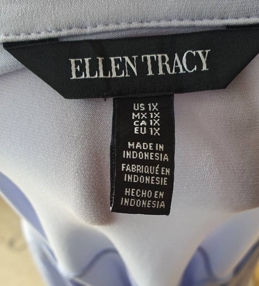 FF02816 เสื้อแฟชั่น สีฟ้า แบรนด์ มือสอง ELLEN TRACY อก 48-50 นิ้ว