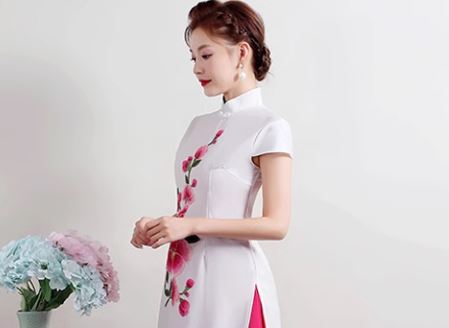 ชุดกี่เพ้าสตรีเวียดนาม อ๊าวส่าย อ๊าวหย่าย áo dài: Áo dài sườn xám Việt Nam dành cho nữ Vietnamese Women Ao Dai Cheongsam Dress