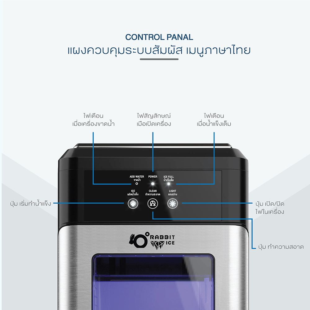 Rabbitice เครื่องทำน้ำแข็งเกล็ด รุ่น HZB-20N สำหรับใช้ในครัวเรื่อน 1-3 ท่าน