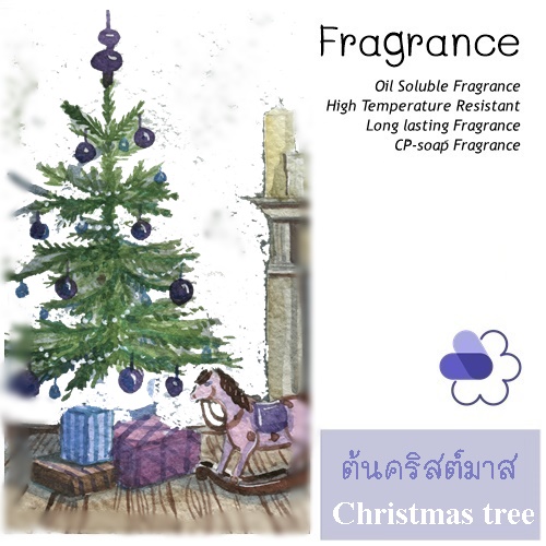 Christmas tree หัวน้ำมันหอมต้นคริสต์มาส fresh, cold air, woody หอมสดชื่นเหมือนอากาศเย็นๆ กลิ่นไม้จากต้นสนและเฟอร์ ละลายในแอกอฮอล์และน้ำมัน ทนอุณหภูมิสูง ไม่เร่งเทรซ COA