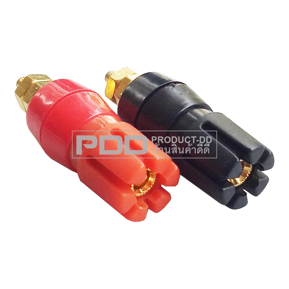 (แพค 1 คู่) บานาน่าแจ๊ค 4 mm ตัวเมียแบบเดี่ยวหัวแฉก ขนาด 1.5x5 cm สีดำ-แดง สำหรับยึดแท่น