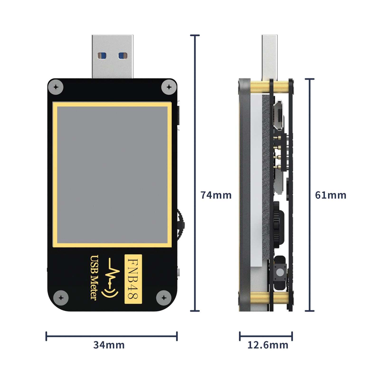 เครื่องวัดไฟฟ้า FNB48 PD Trigger Voltmeter USB 3.0 Voltage and Current Tester DC 4-24V 6.5A USB C Multimeter PPS Fast Charging Protocol Capacity Tester QC2.0 3.0