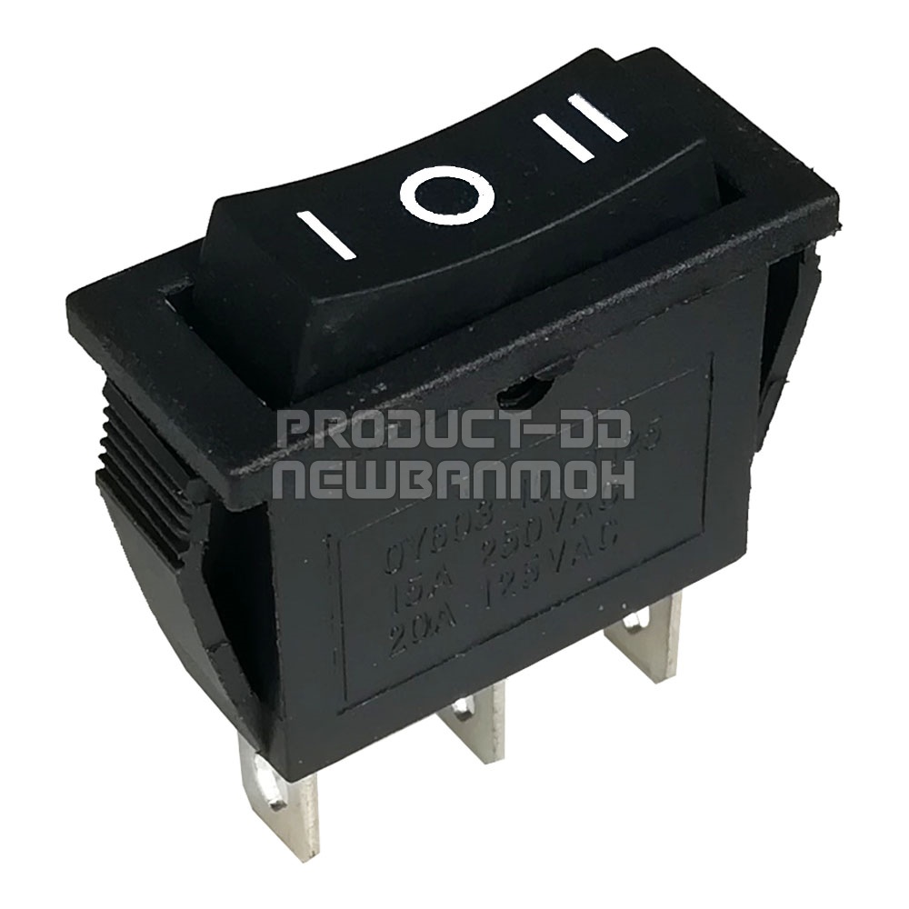 KCD3 สวิตช์กระดก ON-OFF-ON (l-O-ll) 3 ขา สีดำ 15A 250V AC