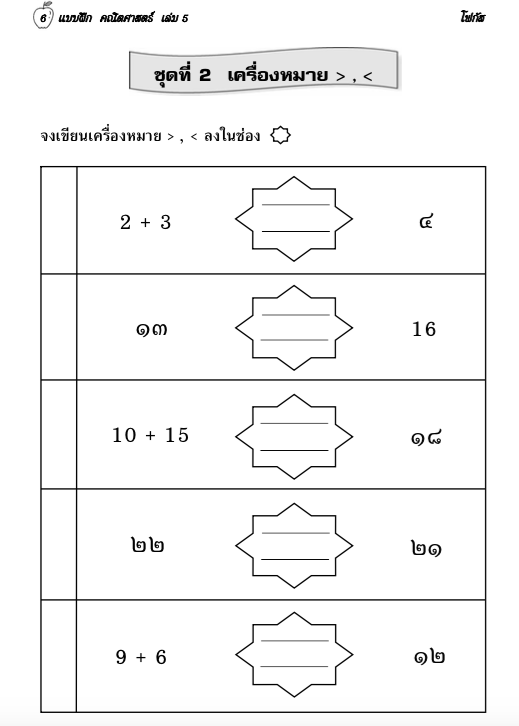 คณิตศาสตร์ เล่ม 5 (อนุบาล2) สำนักพิมพ์โฟกัส