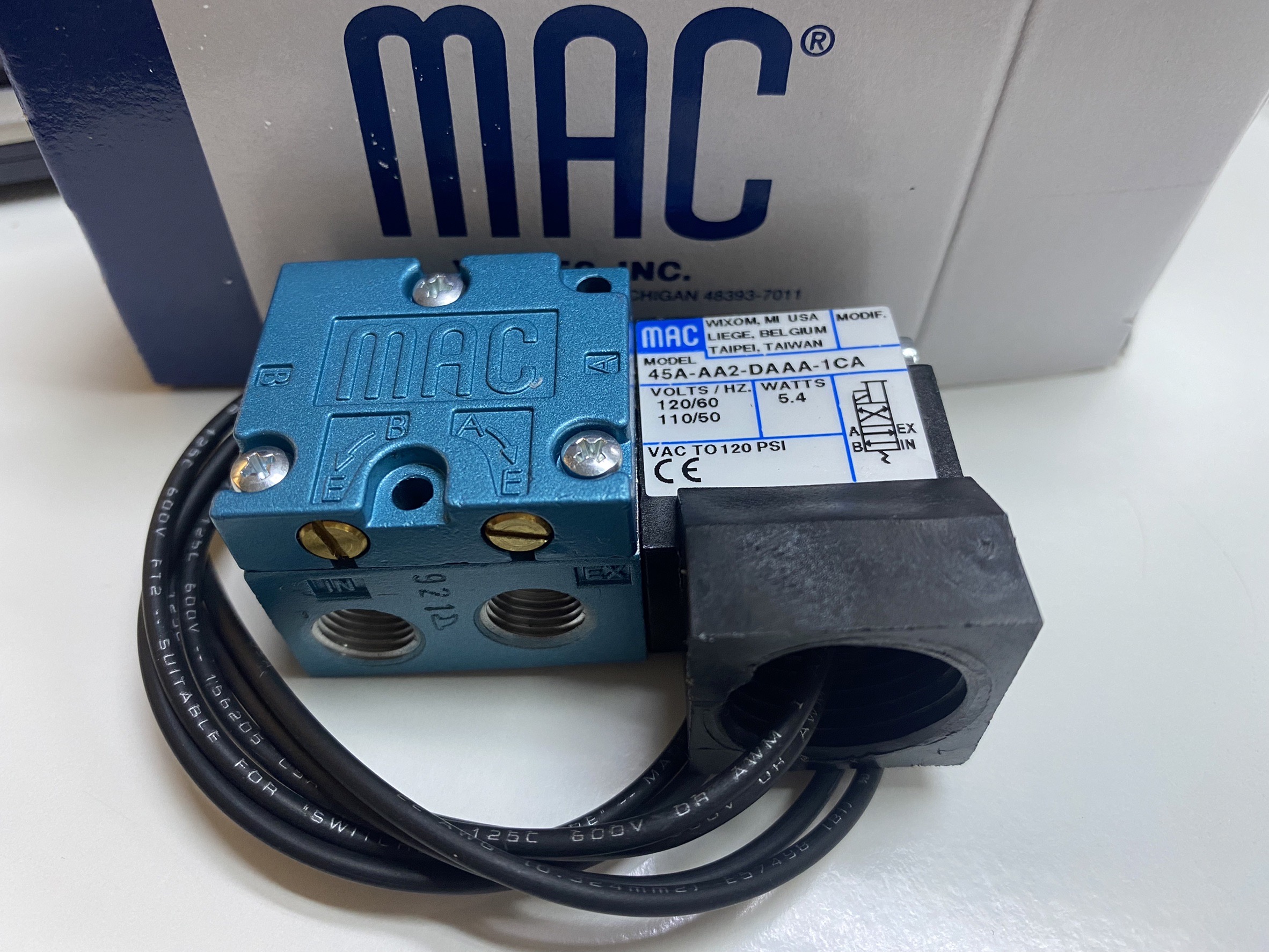 SOLENOID VALVE, MAC, 45A-AA2-DAAA-1CA 110/120VAC COIL