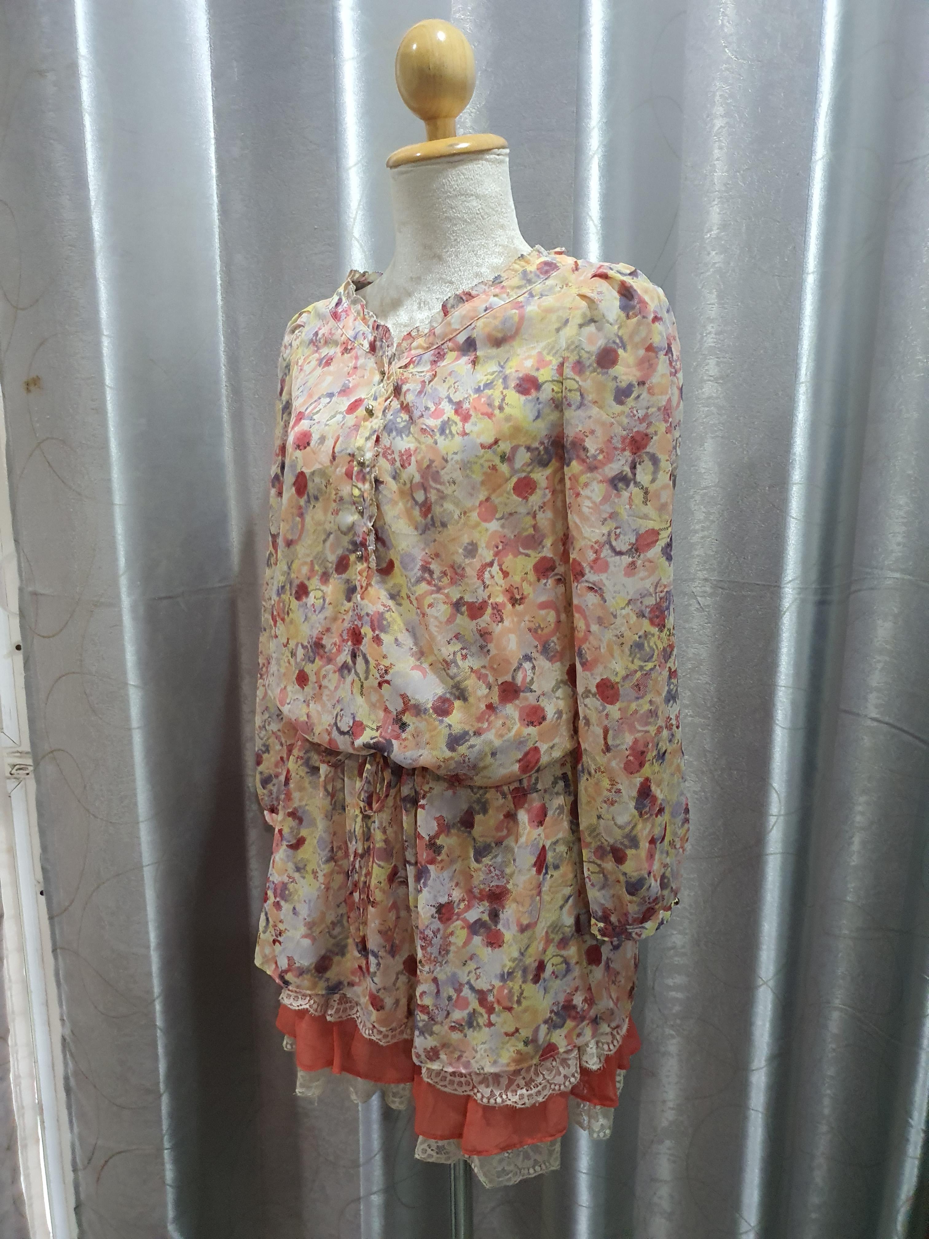 FF01966 เสื้อแฟชั่นชีฟอง มือสอง อก 34 นิ้ว