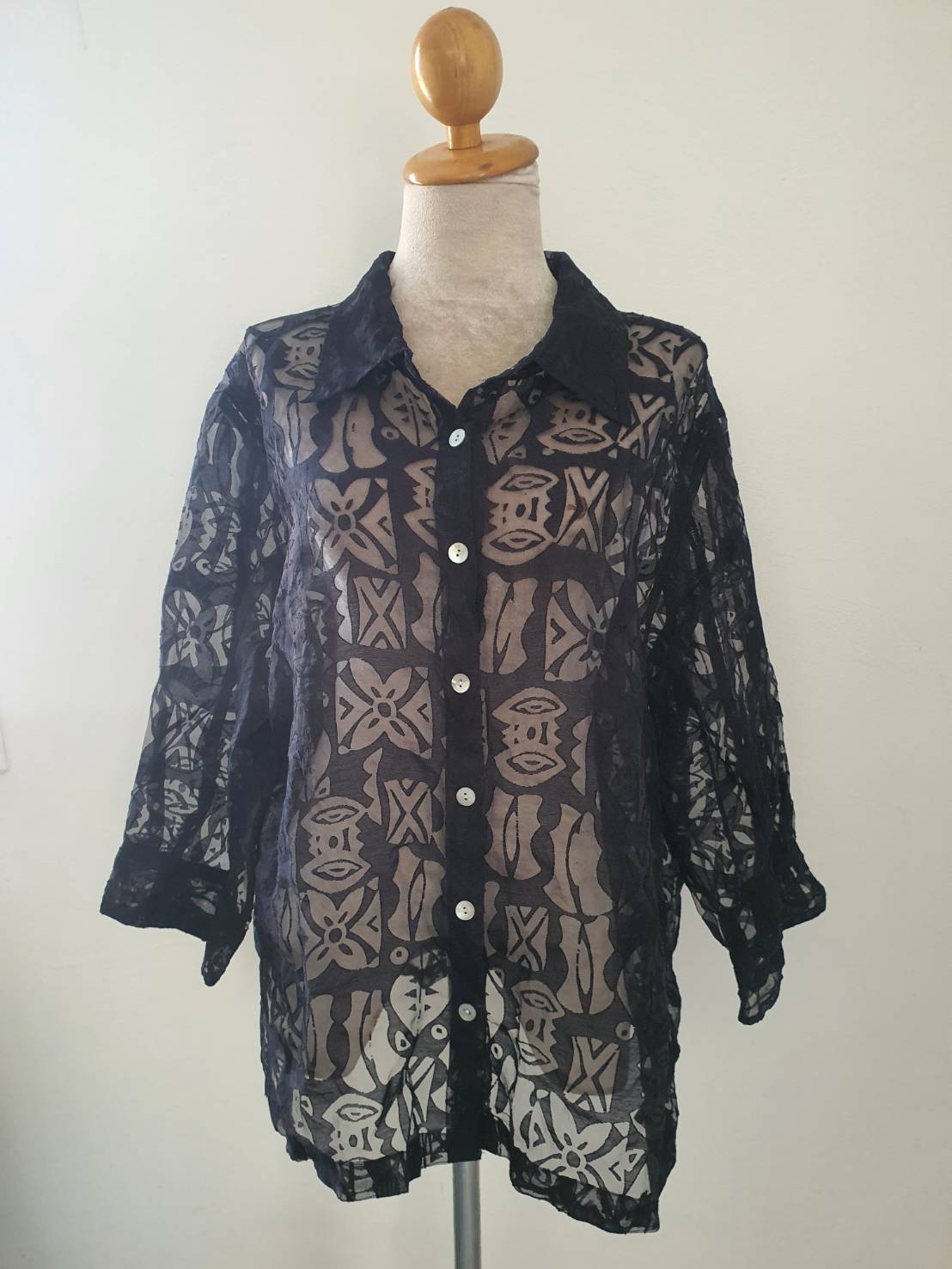 FF05913 เสื้อแฟชั่น ชีฟอง สีดำ มือสอง MIRASOL อก 52 นิ้ว