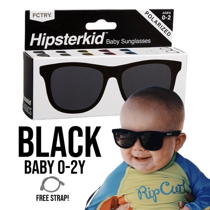 Hipsterkid Black Sunglasses Age 0-2 แว่นกันแดดสีดำเด็ก (Logo-Hipsterkid)