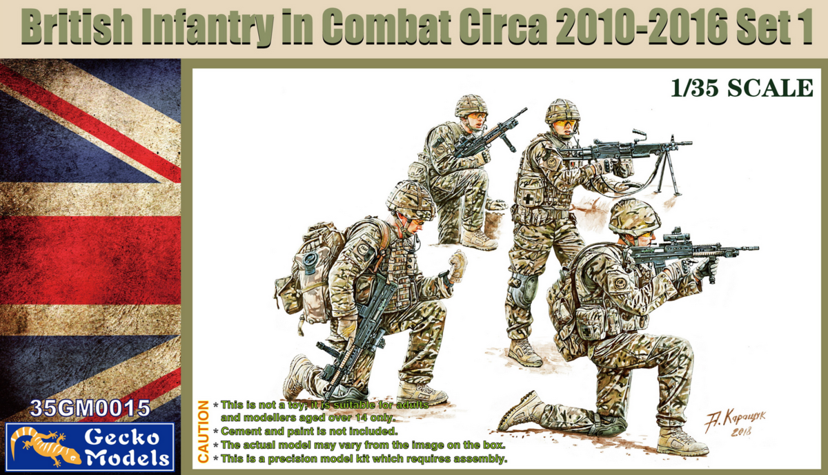 โมเดลฟิกเกอร์ทหาร ขนาด 1/35 Gecko Model 35GM0015 British Infantry in Combat Circa 2010-2016 Set 1