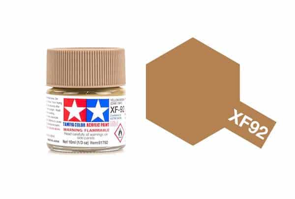 สีทาโมเดลสูตรน้ำอะคริลิกทามิย่า Tamiya Acrylic XF-92 Yellow-Brown (DAK 1941)