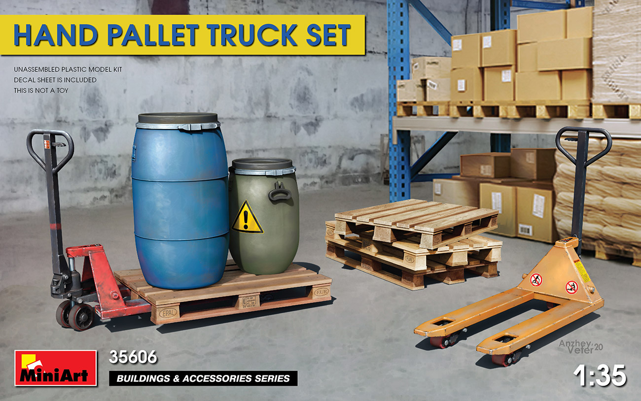 โมเดลฟิกเกอร์ MiniArt ขนาด 1/35 MI35606 Hand Pallet Truck Set