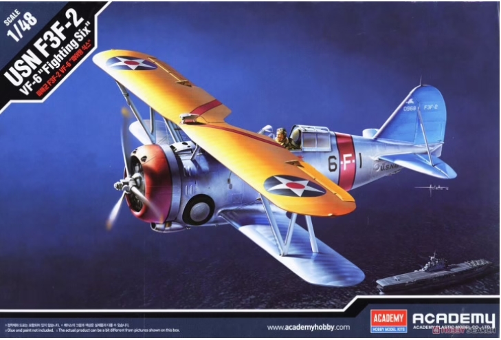 โมเดลเครื่องบิน Academy ขนาด 1/48 AC12326 USN F3F-2 VF-6 "FIGHTING SIX"