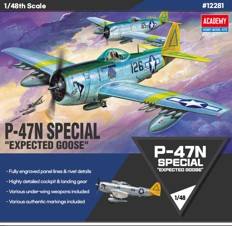 โมเดลเครื่องบิน Academy ขนาด 1/48 AC12281 (2206) P-47N SPECIAL EXPECTED GOOSE