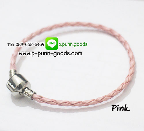 สร้อยข้อมือหนังถักคลิปล็อค หนังเทียม 18 ซม. (เลือกสีด้านใน)