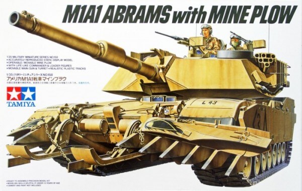 โมเดลรถถังทามิย่า ขนาด 1/35 Tamiya TA35158 M1A1 Abrams w/Mine Plow