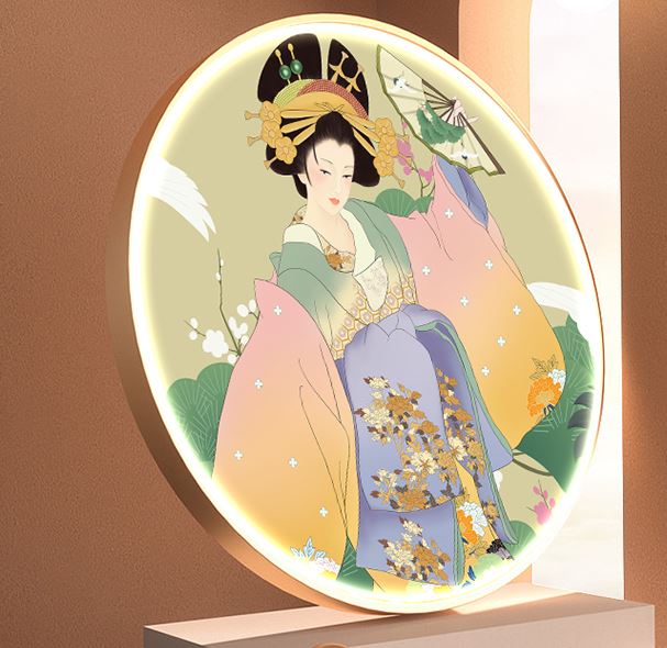 ภาพวาดรูปชุดกิโมโนญี่ปุ่น สำหรับตกแต่งผนังพร้อมหลอดไฟ LED 日本の装飾画 led Decorative Painting Kimono with LED Light สำหรับตกแต่งห้องเรียน ห้องสมุด ร้านอาหารต่างๆ