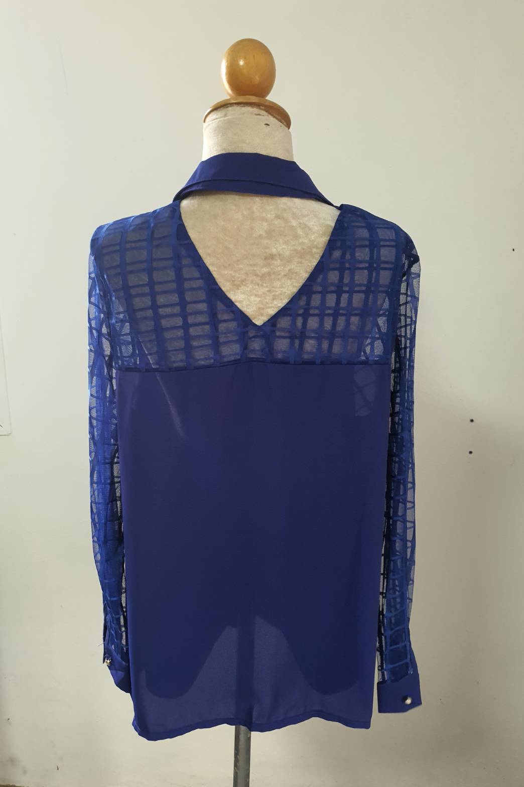 FF05839 เสื้อแฟชั่น ชีฟอง สีน้ำเงิน อก 40 นิ้ว