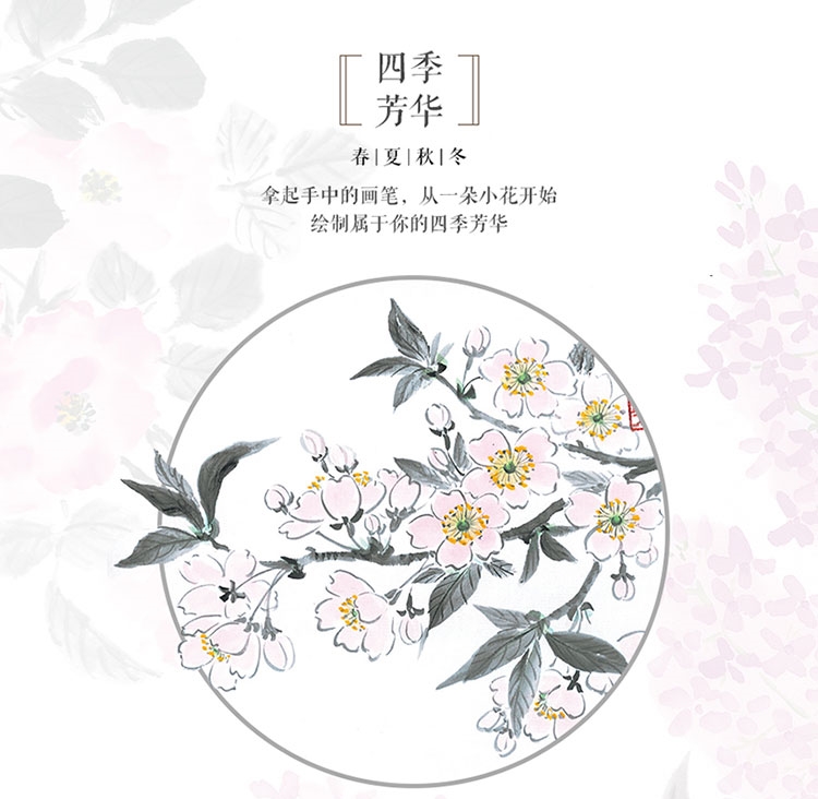 (Pre-order) หนังสือสอนวาดภาพระบายสีดอกไม้ Japanese ink painting โดยอาจารย์ Nakatsu Noriko