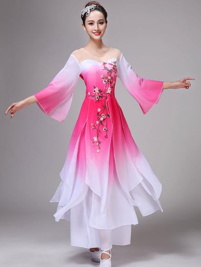 ชุดฟ้อนรำสตรีจีน 古典舞演出服女飘逸伞舞服装 Chinese Women Dancing Costume