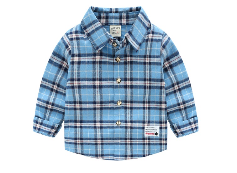 เสื้อเชิ้ตเด็กชาย ลายสก๊อตผ้าฝ้ายเนื้อนิ่มใส่สบาย