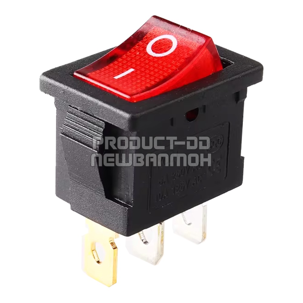 KCD1 สวิตช์กระดก ON-OFF (I-O) 3 ขา สีแดงมีไฟ 6A 250V AC
