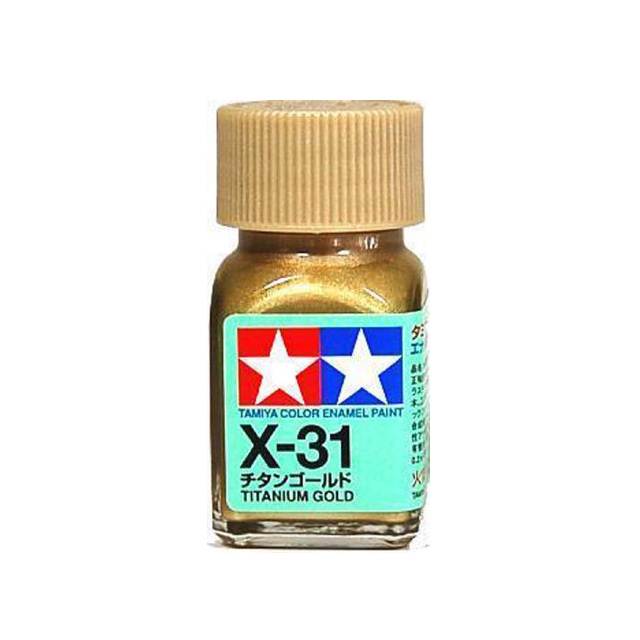 สีทาโมเดล สูตรน้ำมัน สีอีนาเมล สีเพ้นฟิกเกอร์ ทามิย่า Tamiya Enamel X-31 Titanium Gold (10 ml)