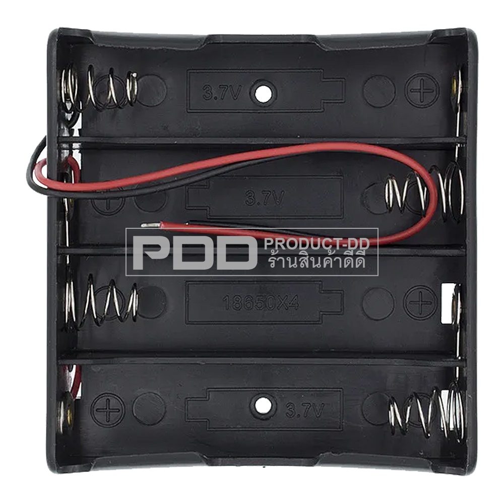 รางถ่าน 18650 ใส่ถ่าน 4 ก้อน ต่ออนุกรม 14.8V กะบะถ่าน Batterry Holder มีสายต่อ
