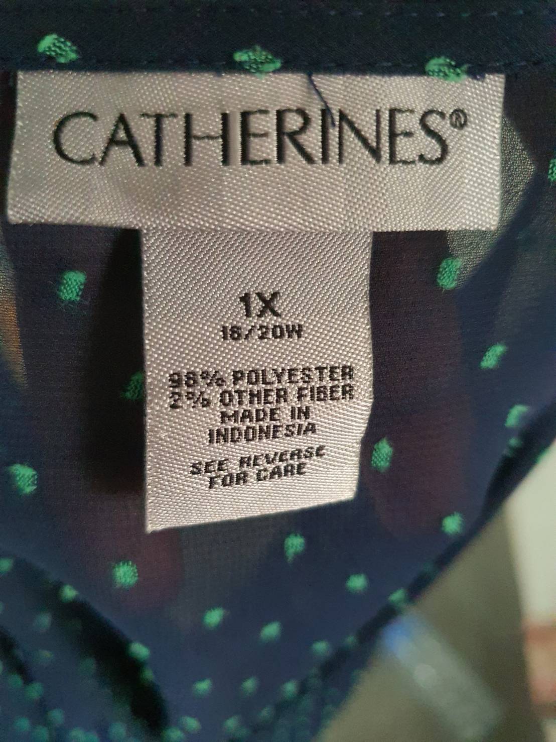 FF05657 เสื้อแฟชั่นชีฟอง สีน้ำเงิน ลายจุด มือสอง แบรนด์ CATHERINES