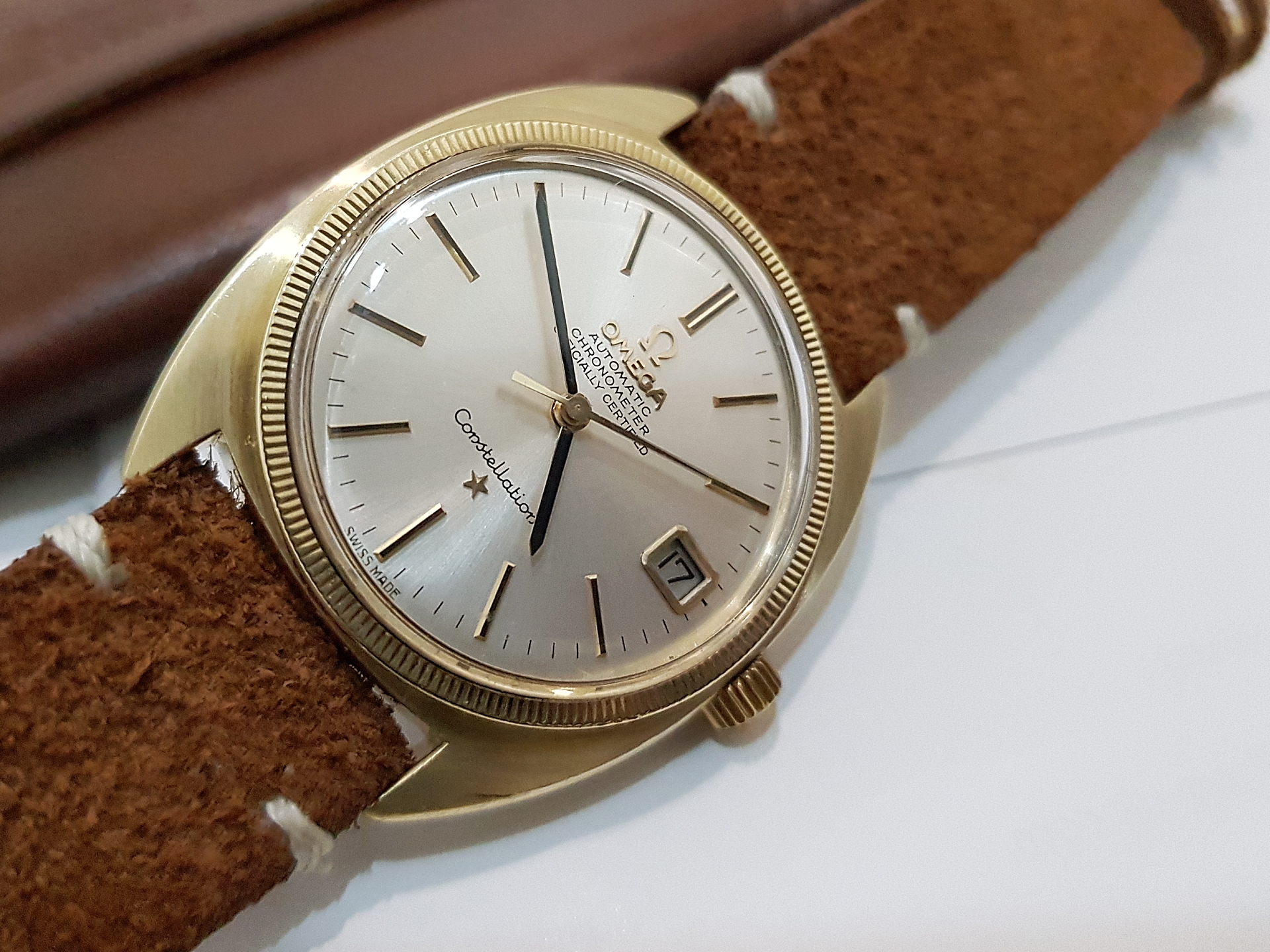 Omega Constaillation Gold Cap cal.564 นาฬิกาข้อมือ Vintage Omega หอดูดาว ขอบหยัก ทองหุ้ม ขนาด 35mm สำเนา