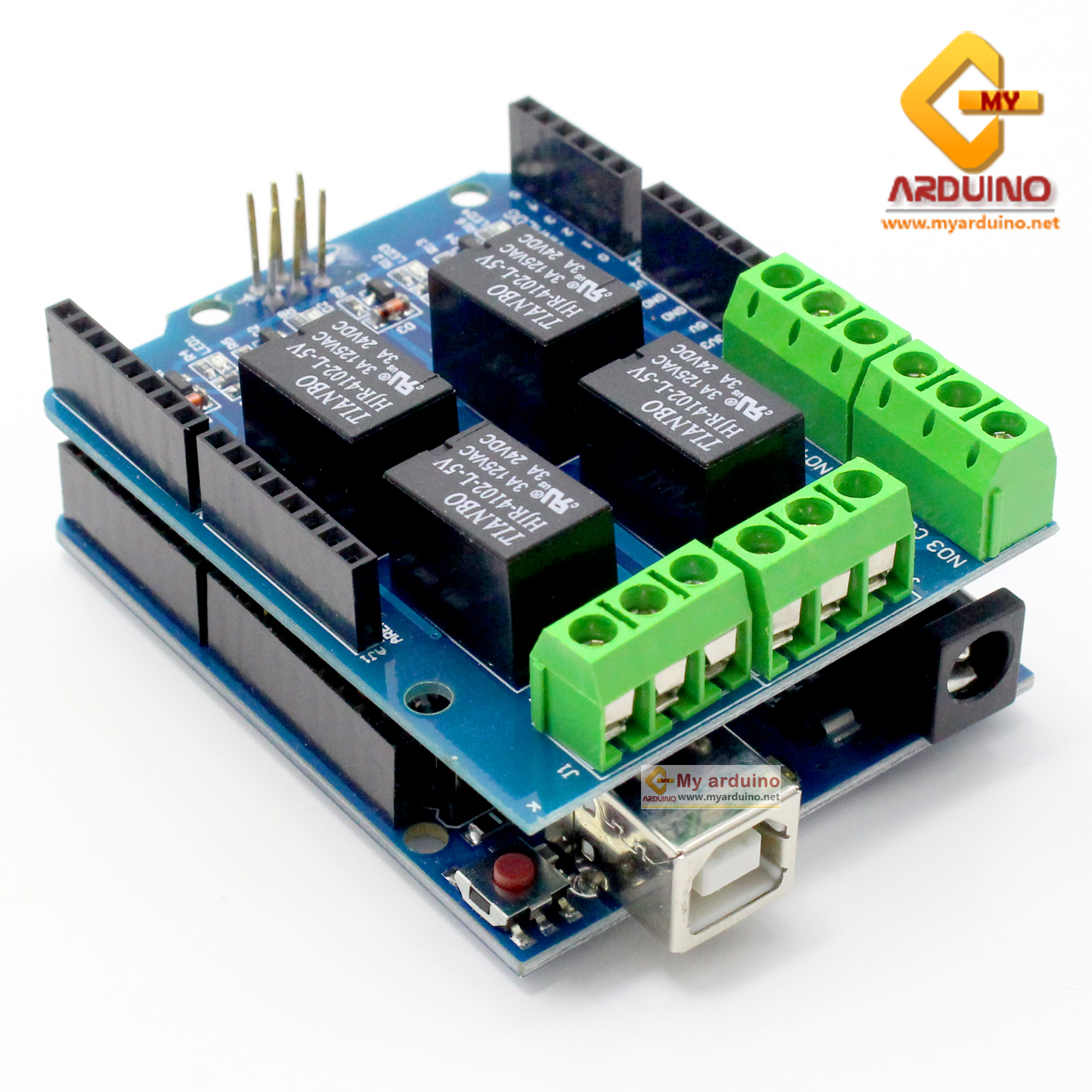 Arduino Relay Shield Module 4 Channel 5V - ขาย Arduino อุปกรณ์ Arduino ...