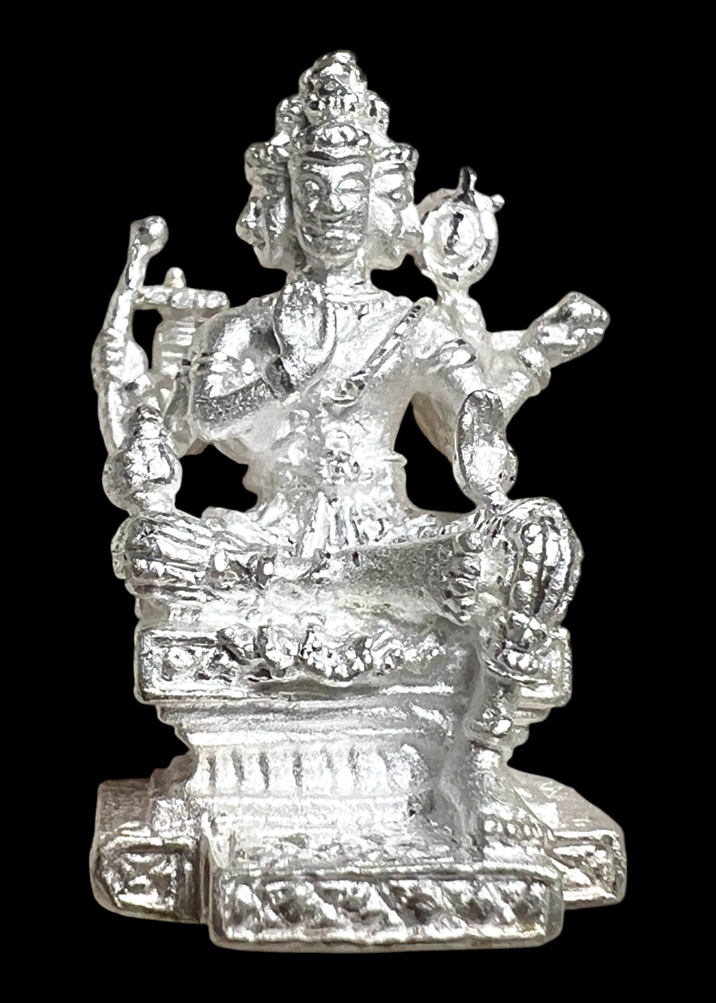 พระพรหม ลอยองค์ (พิมพ์ใหญ่, ชุบเงินพ่นทราย) Brahma statue (big size, sandblasted silver plated) SKU-01840