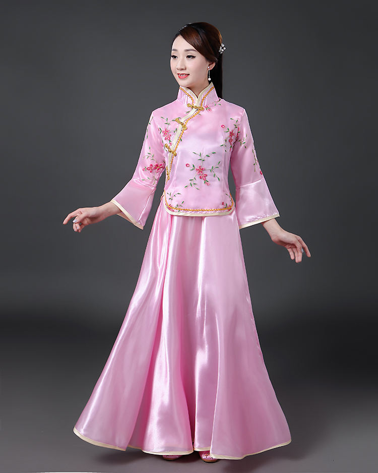 民国服女长裙成人衣裙古服装 Republic of China Female Dress Ancient Clothing ชุดเสื้อกระโปรงสตรีสมัยสาธารณรัฐจีน