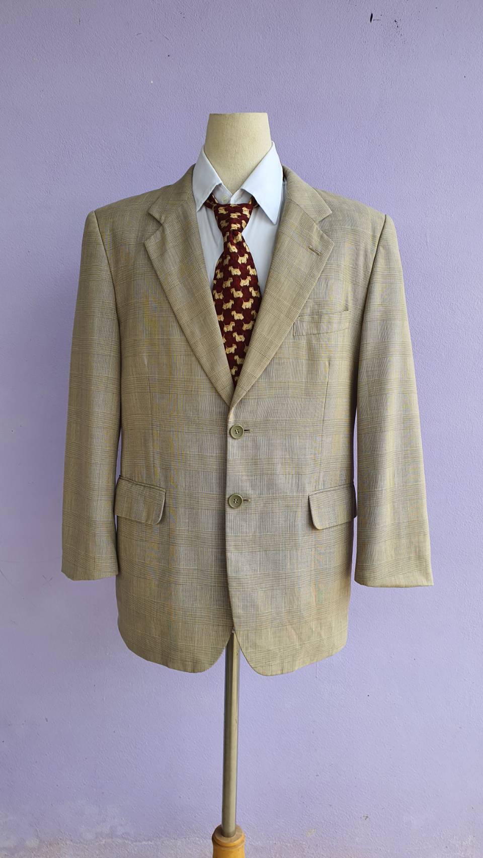SUIT-A0003 เสื้อสูท สีน้ำตาลอ่อน มือสอง HARDEES อก free-42 นิ้ว