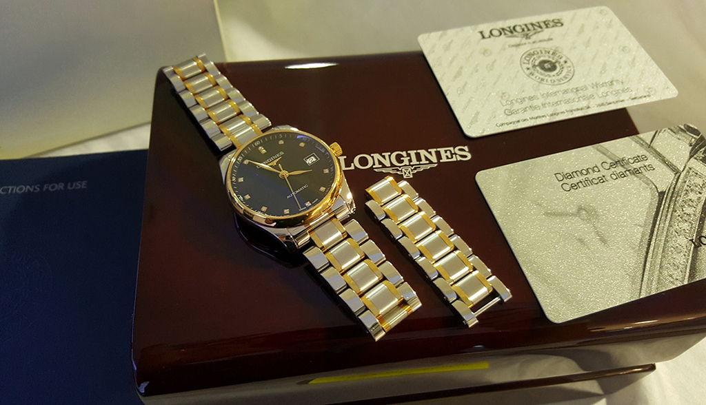 ขายนาฬิกาข้อมือ Longines Master Collection automatic ทองคำ18k เพชรแท้12เม็ด 0.055กะรัต สภาพสวย อุปกรณ์ กล่อง ครบ ศูนย์ไทย