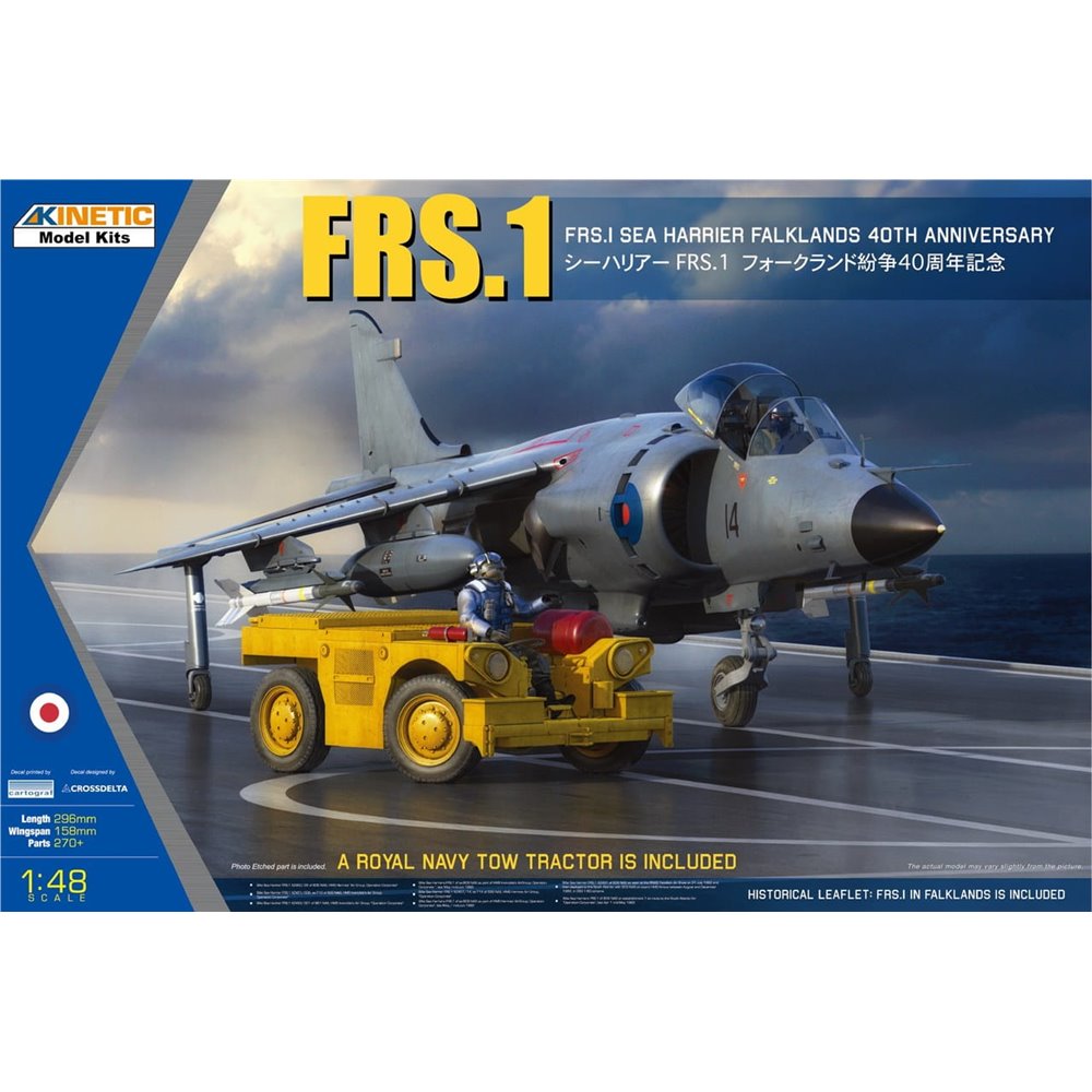 KI-K48138 Kinetic 1/48 FRS.1 Sea Harrier Falklands 40th Anniversary (includes Royal Navy Tow Tractor)