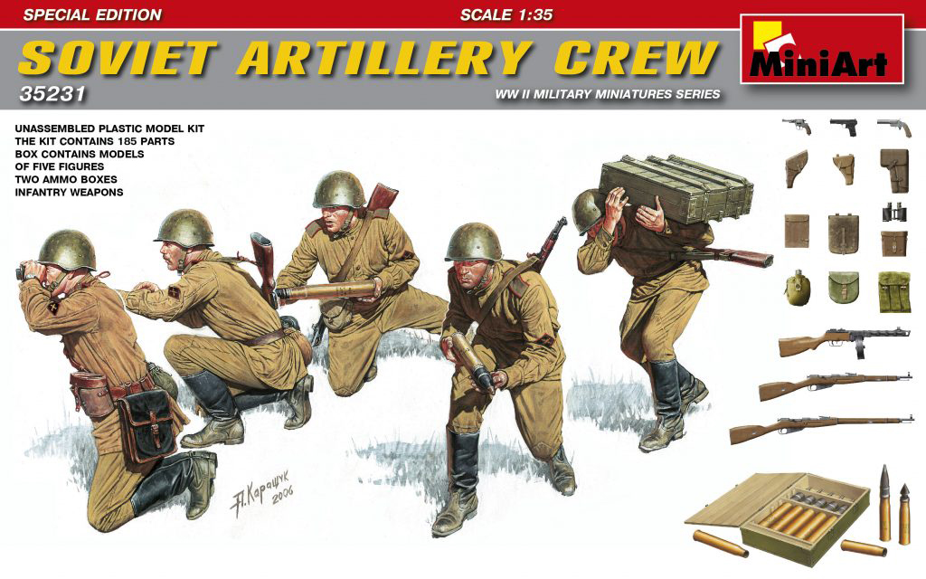 โมเดลฟิกเกอร์ทหาร MiniArt ขนาด 1/35 MI35231 Soviet Artillery Crew. Special Edition