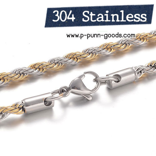 สร้อยคอ Stainless Steel Rope Chain 3.8มม. 24 นิ้ว สีทูโทน