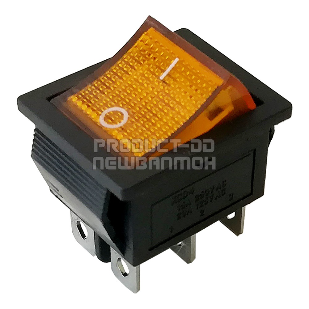 KCD4 สวิตช์กระดก ON-OFF (I-O) 6 ขา สีส้มมีไฟ 16A 250V AC