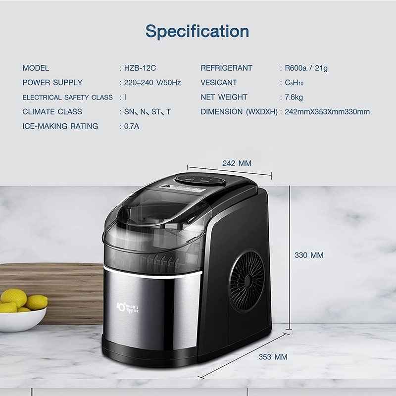 Rabbitice เครื่องทำน้ำแข็ง รุ่น HZB-12C สำหรับใช้ในครัวเรื่อน 1-2 ท่าน