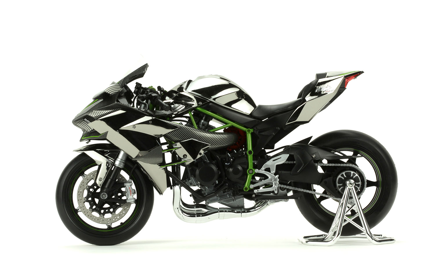 โมเดลรถมอเตอร์ไซค์ Meng Model ขนาด 1/9 MT-001s Kawasaki Ninja H2-R (ทำสีแล้ว)