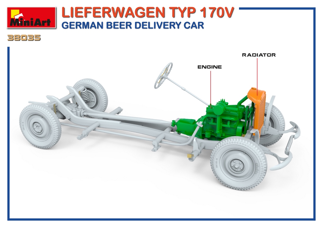 โมเดลรถ MiniArt ขนาด 1/35 MI38035 Lieferwagen Typ 170V German Beer Delivery Car