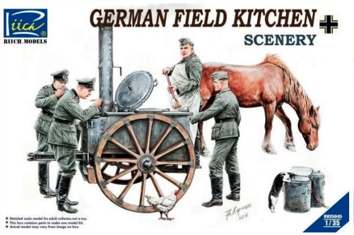 โมเดลรถเสบียงและฟิกเกอร์ Riich ขนาด 1/35 RV35045 German Field Kitchen Scenery