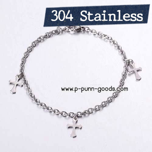 สร้อยข้อมือ Stainless Steel Cross Chain 3มม. จี้ไม้กางเขน