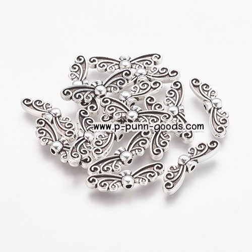 ตัวคั่นผีเสื้อ ลูกปัดผีเสื้อ 22x6 มม. สีเงินโบราณ