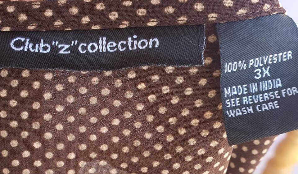 FF02914 เสื้อแฟชั่น ชีฟอง มือสอง สีน้ำตาลลายจุด club z colleclion อก 52-58นิ้ว